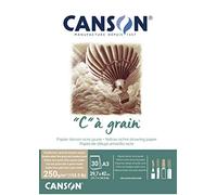 Canson "C à Grain A3 250g Mottled Yellow Ochre Drawing & Sketching Paper Pad, 30 Sheets, Fine & Medium Grain Texture, Glued on Short Side, Ideal for Professional Artists