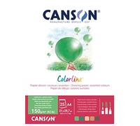 CANSON Colorline A4 Colour Drawing Paper Pad 150gsm Assorted Green/Brown (25 Sheets)
