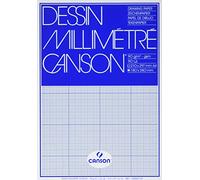 Canson Dessin Millimetre, Drawing & Graphic Paper, Smooth, A4 90gsm, 50 Blue Sheets, Short Side Glued, Ideal for Professional Artists & Technical Drawings