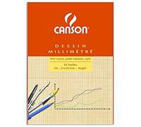 CANSON Dessin Millimetre, Drawing & Graphic Paper, Smooth, A4 90gsm, 50 Sheets, Short Side Glued, for Professional Artists & Technical Drawings