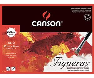 Canson Figueras Oil & Acrylic 290gsm paper block including 10 sheets, size:30x40cm, canvas-like texture