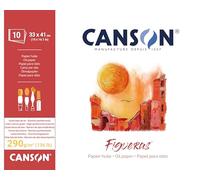 Canson Figueras Oil & Acrylic 290gsm paper pad including 10 sheets, size:41x33cm, canvas-like texture
