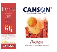 CANSON Figueras, Oil Paper, Imitation Grain Linen, 290gsm, Long Side Glued Pad, 40 x 50 cm, White, 10 Sheets
