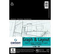 Canson Foundation Series Graph and Layout Paper Pad with Non Reproducible Blue, Fold Over, 20 Pound, 4 by 4 Grid on 8.5 x 11 Inch, 40 Sheets, 0, 8.5 InchesX11 Inches