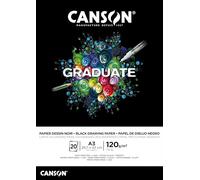CANSON Graduate Black Drawing 120gsm A3 Paper Smooth 20 Black Sheets