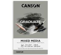 Canson Graduate Grey Toned Mixed Media Pad, Foldover, 5.5x8.5 inch, 20 Sheets | Artist Paper for Adults and Students - Watercolors, Mixed Media, Markers and Art Journaling