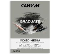 Canson Graduate Grey Toned Mixed Media Pad, Foldover, 9x12 inch, 20 Sheets | Artist Paper for Adults and Students - Watercolors, Mixed Media, Markers and Art Journaling