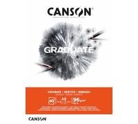 CANSON Graduate Light Grain 96gsm A5 Sketch Paper Pad, Glued Short Side, 40 Natural White Sheets, for Professional Artists & Students