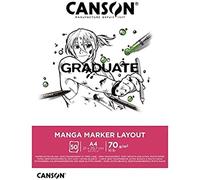 CANSON Graduate Manga Marker Paper Pad A4, 70gsm 50 Sheets, Lettering, Illustration & Drawing, Ideal for Student Artists, White