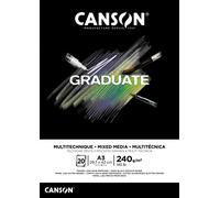 CANSON Graduate Mixed Media Black Paper Pad A3, 240gsm 20 Sheets, Lettering, Illustration & Drawing, for Student Artists