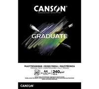 CANSON Graduate Mixed Media Black Paper Pad A4, 240gsm 20 Sheets, Lettering, Illustration & Drawing, for Student Artists