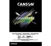 CANSON Graduate Mixed Media Black Paper Pad A5, 240gsm 20 Sheets, Lettering, Illustration & Drawing, for Student Artists