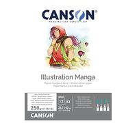 Canson Illustation 250gsm Drawing Paper, high-White Smooth Texture, A3 pad Including 12 Sheets