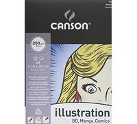 Canson Illustation 250gsm Drawing Paper, high-White Smooth Texture, A4 pad Including 12 Sheets