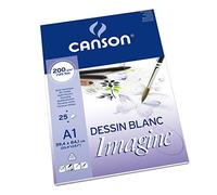 Canson Imagine A1 200g White Mixed Media Paper Pad, Light Grain, Markers, Brushes, Felt Tip-Pens, For Professional Artists & Illustrators
