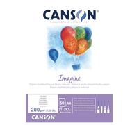 Canson Imagine A4 200g White Mixed Media Paper Pad, Light Grain, Markers, Brushes, Felt Tip-Pens, Ideal for Professional Artists & Illustrators