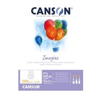 Canson Imagine A5 200g White Mixed Media Paper Pad, Light Grain, Markers, Brushes, Felt Tip-Pens, Ideal for Professional Artists & Illustrators