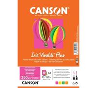 CANSON Iris Vivaldi, Colour Drawing Paper, Plain, 240 g, Sheet, A4-21x29.7, 4 Assorted Fluo Colours, 20 Sheets