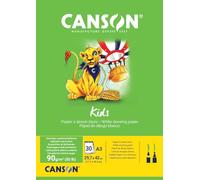 Canson Little Kids 2+ A3 90 GSM Drawing Paper Pad - White (Pack of 30 Sheets)