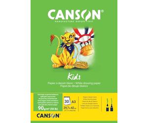 Canson Little Kids 2+ A3 90 GSM Drawing Paper Pad - White (Pack of 30 Sheets)