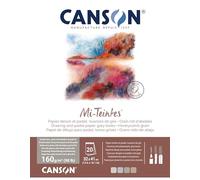 CANSON Mi-Teintes Coloured Drawing 160gsm 32x41cm Paper, Double Sided: Honeycomb & Fine Grain, Pad Glued Short Side, 4 Grey Tones, 20 Sheets, Ideal for Professional Artists & Illustrators