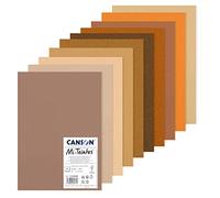 CANSON Mi-Teintes Coloured Drawing 160gsm A3 Paper Pack, Double Sided: Honeycomb & Fine Grain, 10 Brown Tones Sheets, Ideal for Professional Artists & Illustrators