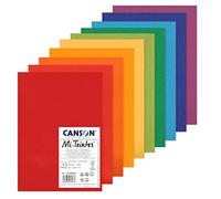 CANSON Mi-Teintes Coloured Drawing 160gsm A4 Paper Pack, Double Sided: Honeycomb & Fine Grain, 10 Bright Colour Sheets, For Professional Artists & Illustrators