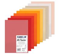 CANSON Mi-Teintes Coloured Drawing 160gsm A4 Paper Pack, Double Sided: Honeycomb & Fine Grain, 10 Warm Colour Sheets, Ideal for Professional Artists & Illustrators