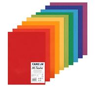 CANSON Mi-Teintes Coloured Drawing 160gsm A3 Paper Pack, Double Sided: Honeycomb & Fine Grain, 10 Bright Colour Sheets, Ideal for Professional Artists & Illustrators