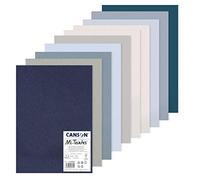 CANSON Mi-Teintes Coloured Drawing 160gsm A3 Paper Pack, Double Sided: Honeycomb & Fine Grain, 10 Cool Tones Sheets, For Professional Artists & Illustrators