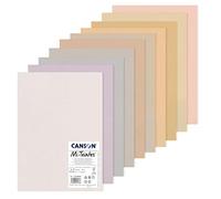 CANSON Mi-Teintes Coloured Drawing 160gsm A3 Paper Pack, Double Sided: Honeycomb & Fine Grain, 10 Pastel Colours Sheets, Ideal for Professional Artists & Illustrators
