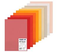 CANSON Mi-Teintes Coloured Drawing 160gsm A3 Paper Pack, Double Sided: Honeycomb & Fine Grain, 10 Warm Tones Sheets, For Professional Artists & Illustrators
