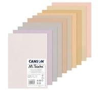CANSON Mi-Teintes Coloured Drawing 160gsm A4 Paper Pack, Double Sided: Honeycomb & Fine Grain, 10 Pastel Colour Sheets, Ideal for Professional Artists & Illustrators