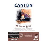 CANSON Mi-Teintes Velvet 430gsm 24 x 32cm Paper 12 Sheets Charcoal Black | Pastel Paper, Drawing & Sketching, For Professional Artists & Illustrators