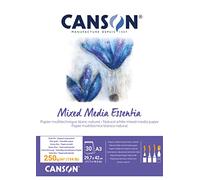 CANSON Mixed Media Essentia Artist Pad, 250gsm, A3 Glued Pad, 30 Sheets, Ideal for Professional Artists & Students