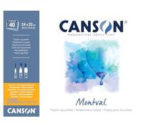 Canson Montval 200gsm watercolour practice paper pad including 40 sheets, size:24x32cm, natural white and Cold Pressed (Not)