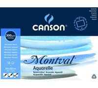 Canson Montval 300gsm watercolour practice paper Block including 12 sheets, size: 24x32cm, natural white and Cold Pressed (Not) textured paper