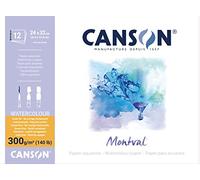 Canson Montval 300gsm watercolour practice paper pad including 12 sheets, size:24x32cm, natural white and Cold Pressed (Not)