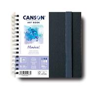 CANSON Montval Art Book 300gsm 20x20cm Notebook 24 White Sheets | Professional Watercolour Art Book, Fine Grain Paper, Spiral Notebook, For Professional Artists & Students