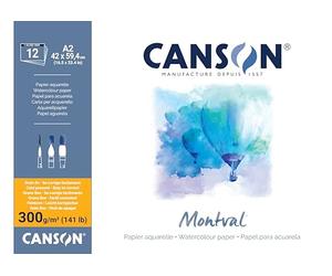 CANSON Montval Watercolor Paper, Fine Grain, 300gsm, 141lb, Sheet, A2-42x59.4cm, Cream White