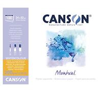 CANSON Montval® Watercolour Block glued on The Long Side, 24 x 32 cm, 100 Sheets, 200 g/m2, fine Grain