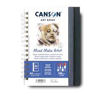 CANSON Professional Art Book, Fine Grain Mixed Media Paper, 300gsm, A4 Spiral Portrait Notebook, 28 White Sheets, Ideal for Professional Artists & Students
