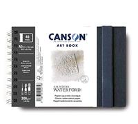 CANSON Professional Art Book, Fine Grain Watercolour Saunders Waterford Paper, 300gsm, A5 Spiral Landscape Notebook, 20 White Sheets, Ideal for Professional Artists & Students
