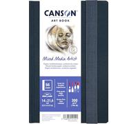Canson Professional Book. Multi-Technical Paper. Fine Grit. 300gsm. 184lb. Sewn Notebook. Hardcover. 14x21.5 cm. White. 28 Sheets