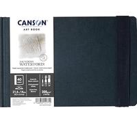 Canson Professional Book, Watercolor Paper, Fine Grain, 300gsm, Stitched Notebook, Hardcover, 8.5 x 5.5 Inches, White, 20 Sheets