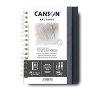 CANSON Professional Art Book, Fine Grain Watercolour Saunders Waterford Paper, 300gsm, A4 Spiral Notebook, 20 White Sheets, for Professional Artists & Students