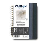 CANSON Professional Art Book, Fine Grain Watercolour Saunders Waterford Paper, 300gsm, A5 Spiral Portrait Notebook, 20 White Sheets, Ideal for Professional Artists & Students