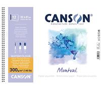 Canson Spiral-Bound Notepad AQ Montval Fine Watercolour 300 g/m² 12 Sheets per Pad Spiral on Short Side White 32 x 41 cm White