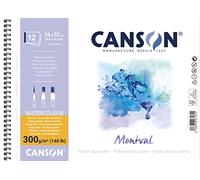 Canson Spiral-Bound Notepad AQ Montval Fine Watercolour 300 g/m² 12 Sheets per Pad Spiral on Short Side White 24 x 32 cm White