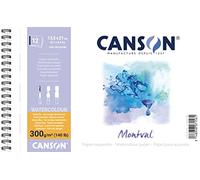 Canson Spiral-Bound Notepad AQ Montval Fine Watercolour 300 g/m² 12 Sheets per Pad Spiral on Short Side White 13.5 x 21 cm White